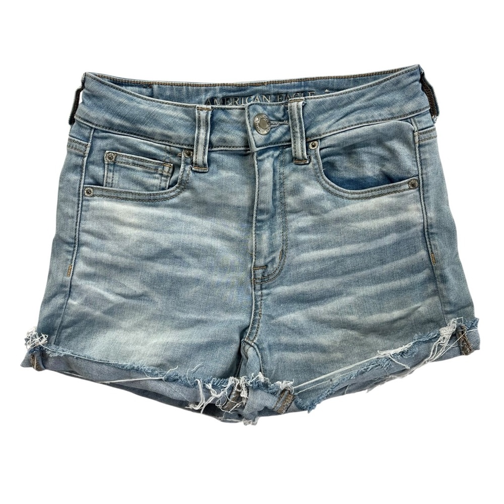 American Eagle Women 4 Light Wash Next Level Stretch X Hi Rise Shortie Jeanshort